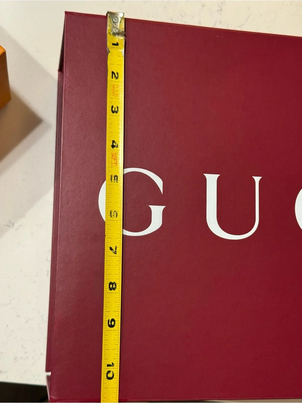 GUCCI Shopping Bag, Box & Ribbon. White Logo. Matte Box / High Shine Bag